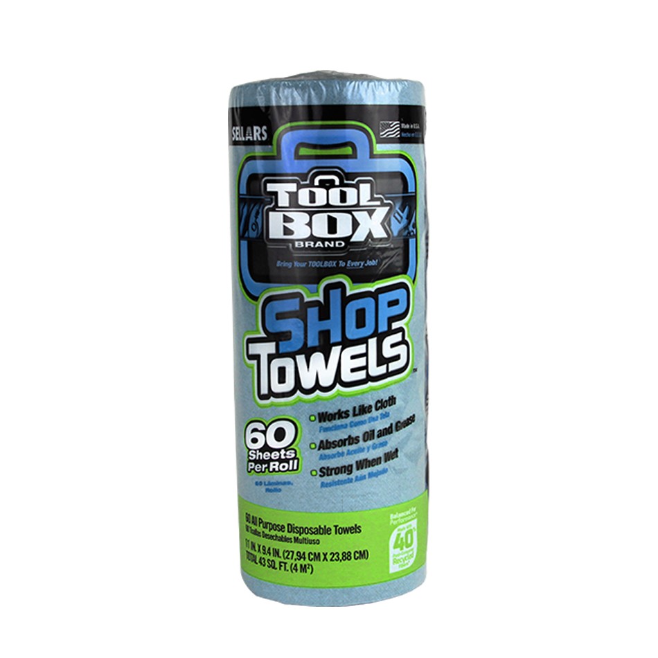 ToolBox 5440030 Absorbent & Disposable Shop Towel Roll, Blue, 11" x 9.4", 60-Ct