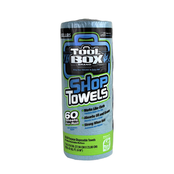 ToolBox 5440030 Absorbent & Disposable Shop Towel Roll, Blue, 11" x 9.4", 60-Ct