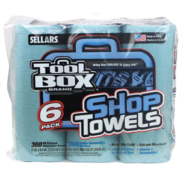 ToolBox® 5441602 Absorbent & Disposable Shop Towel Roll, Blue, 6-Pack