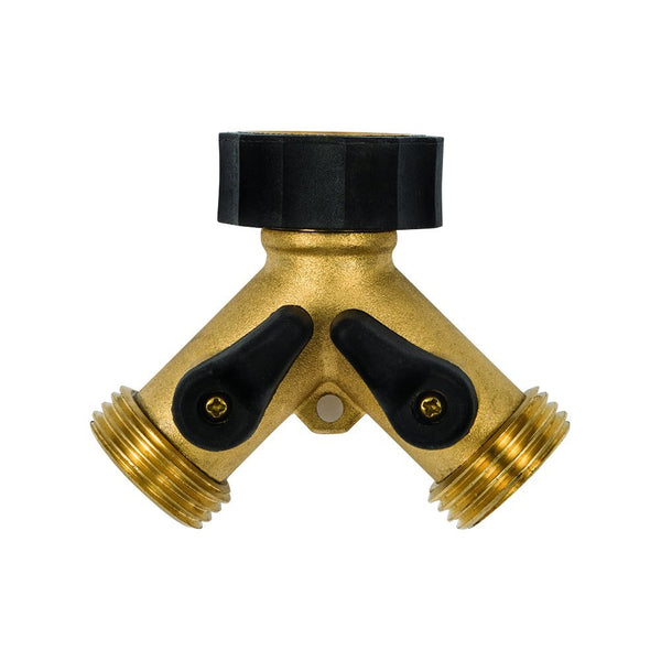 Gilmour 13 Brass Dual Shut-Off Valve / Y Hose Connector