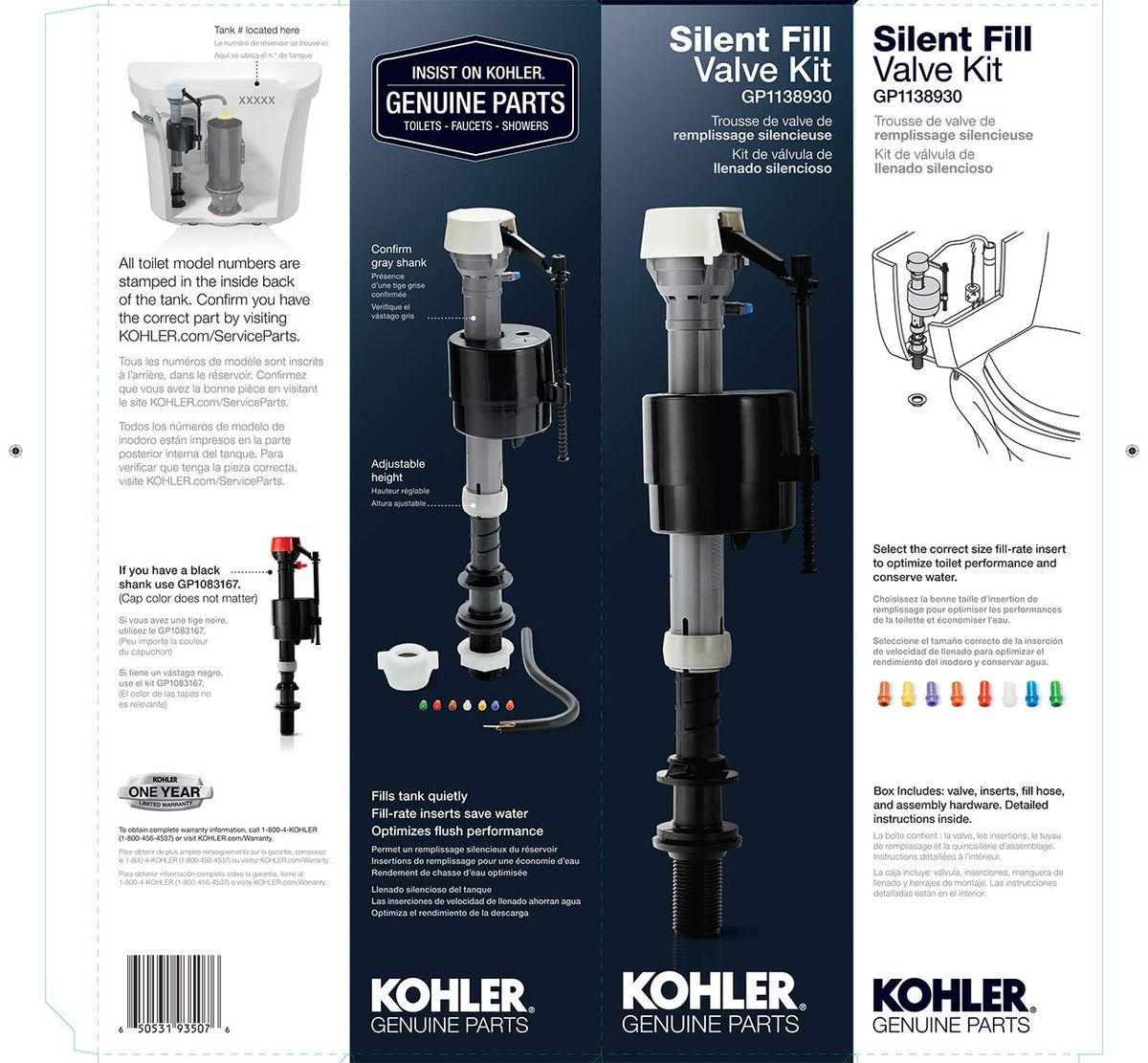 Kohler GP1138930 Universal Toilet Fill Valve