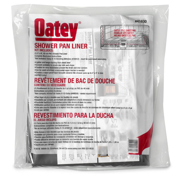 Oatey® 41630 PVC Shower Pan Liner Floor, 5' x 6'