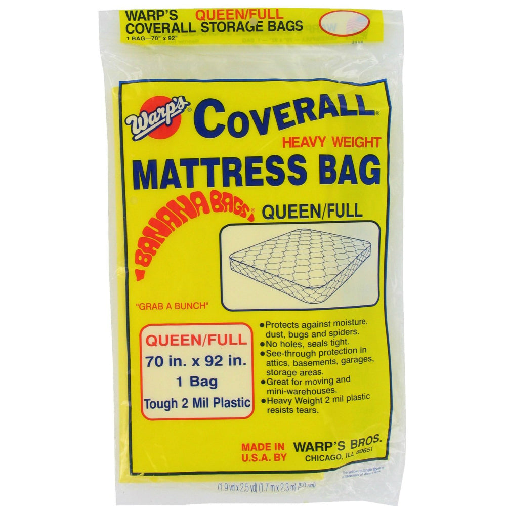 Warp's® CB-70 Heavyweight Queen/Full Mattress Storage Bag, 70 x 92", Yellow