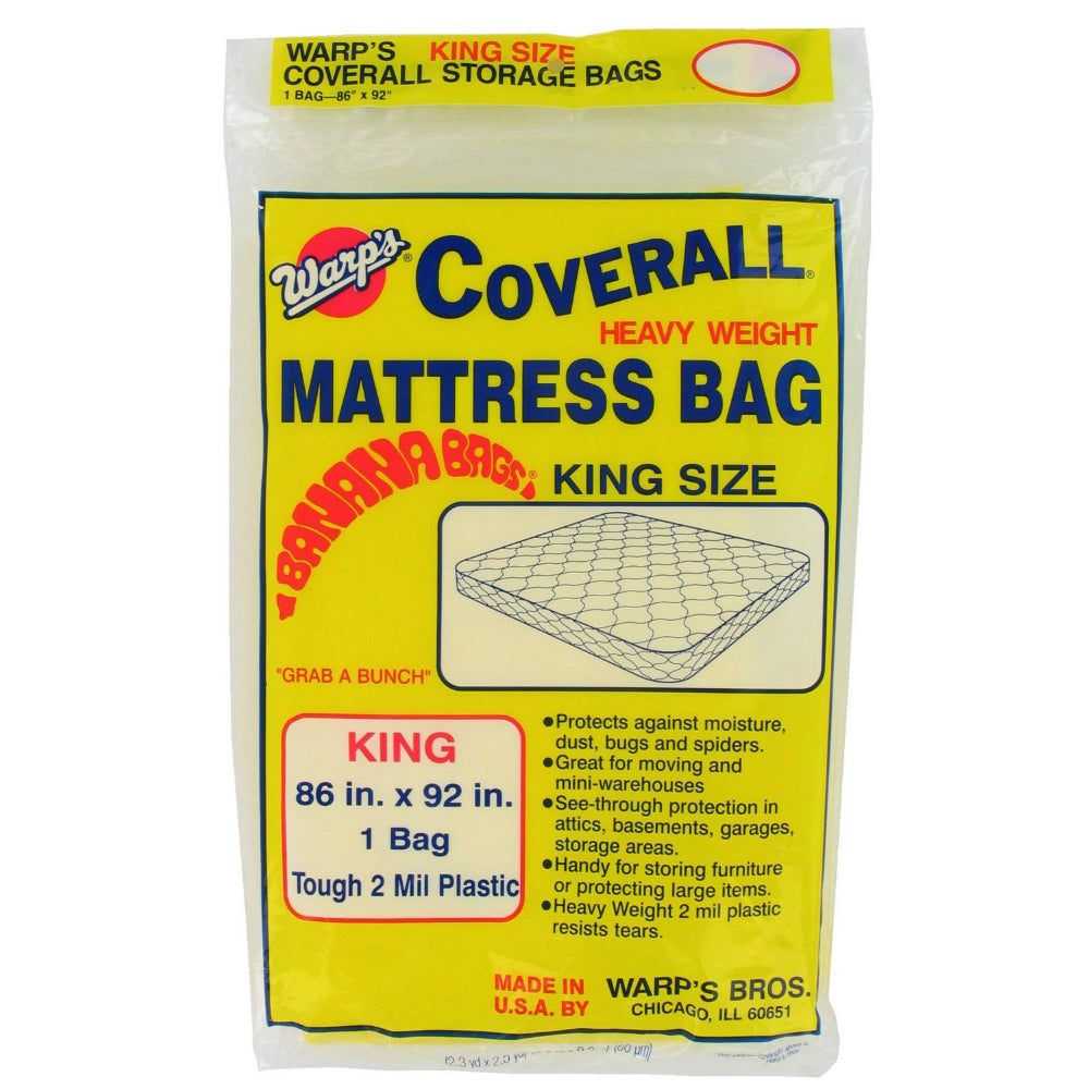 Warp's® CB-86 Heavyweight King Size Mattress Storage Bag, 86" x 92", Yellow
