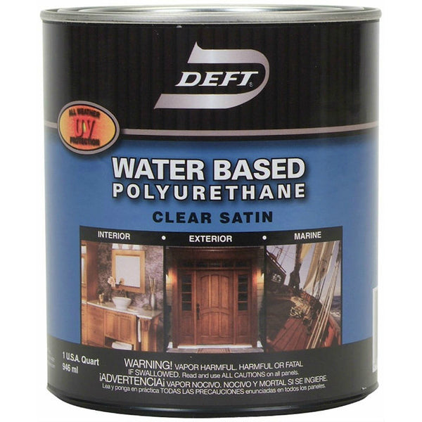 Deft® DFT259/04 Water Based Polyurethane Interior/Exterior Urethane, 1 Qt, Satin