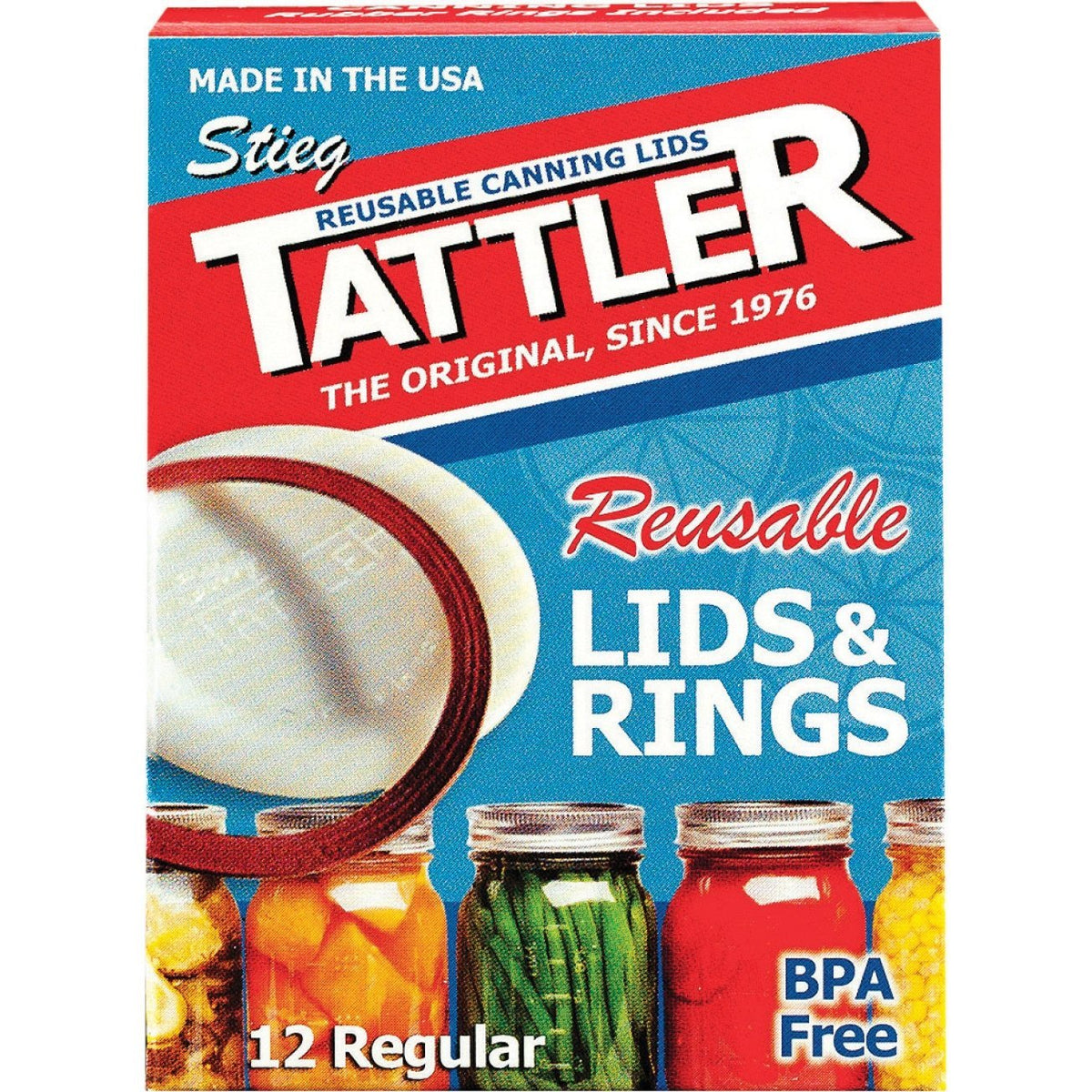 Tattler 1010-1 Regular Mouth Reusable Canning Lid w/ Rubber Ring, 24-Piece