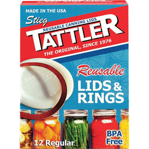 Tattler 1010-1 Regular Mouth Reusable Canning Lid w/ Rubber Ring, 24-Piece