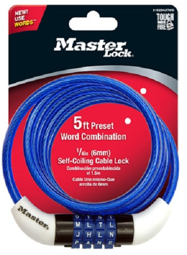 Master Lock 8152ASTWD Bike Cable Alpha Combination Barrel Lock, 5'