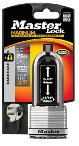Master Lock M5XKADLJCCSEN Magnum Laminated Padlock with 2-1/2" Boron Shackle, 2"