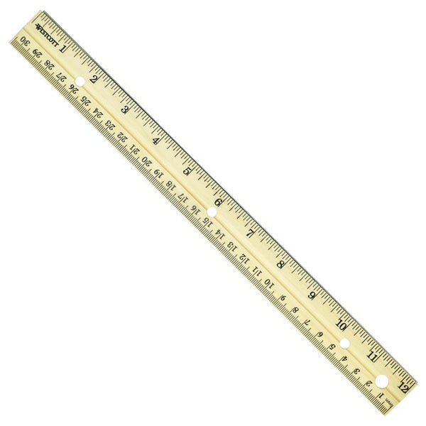 Westcott 10702 English/Metric Wood Ruler, 12"/30 cm