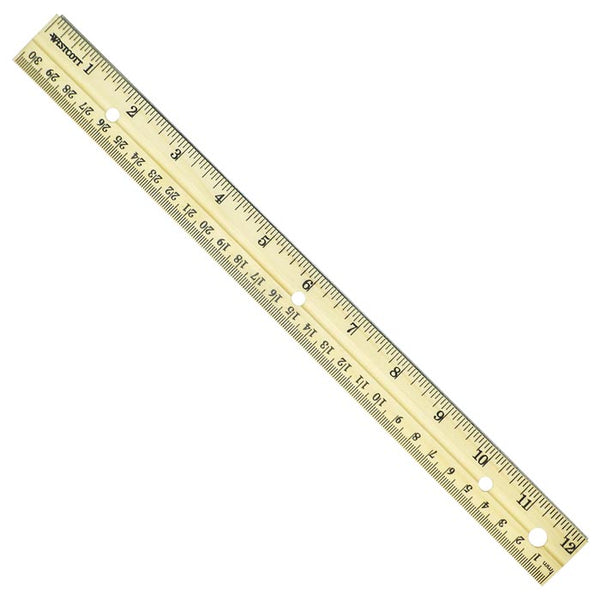 Westcott 10702 English/Metric Wood Ruler, 12"/30 cm
