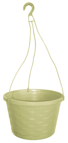 Southern Patio HW1224OG Hanging Basket Planter, 12", Olive Green