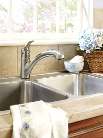 Moen CA87316SRS Renzo One-Handle Pull-Out Kitchen Faucet, Spot Resist Stainless