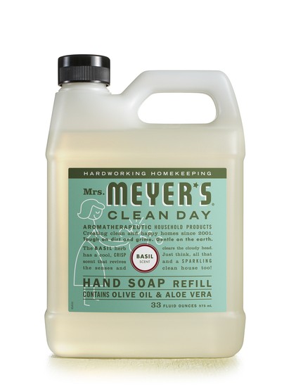 Mrs. Meyer's Clean Day 14163 Liquid Hand Soap Refill, 33 Oz, Basil Scent