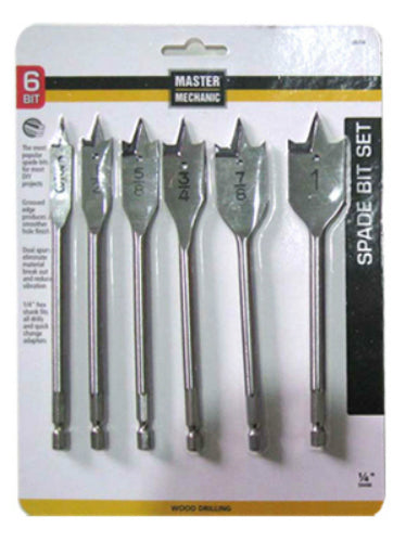 Master Mechanic 301218 Wood Boring Spade Bit Set, 6-Piece