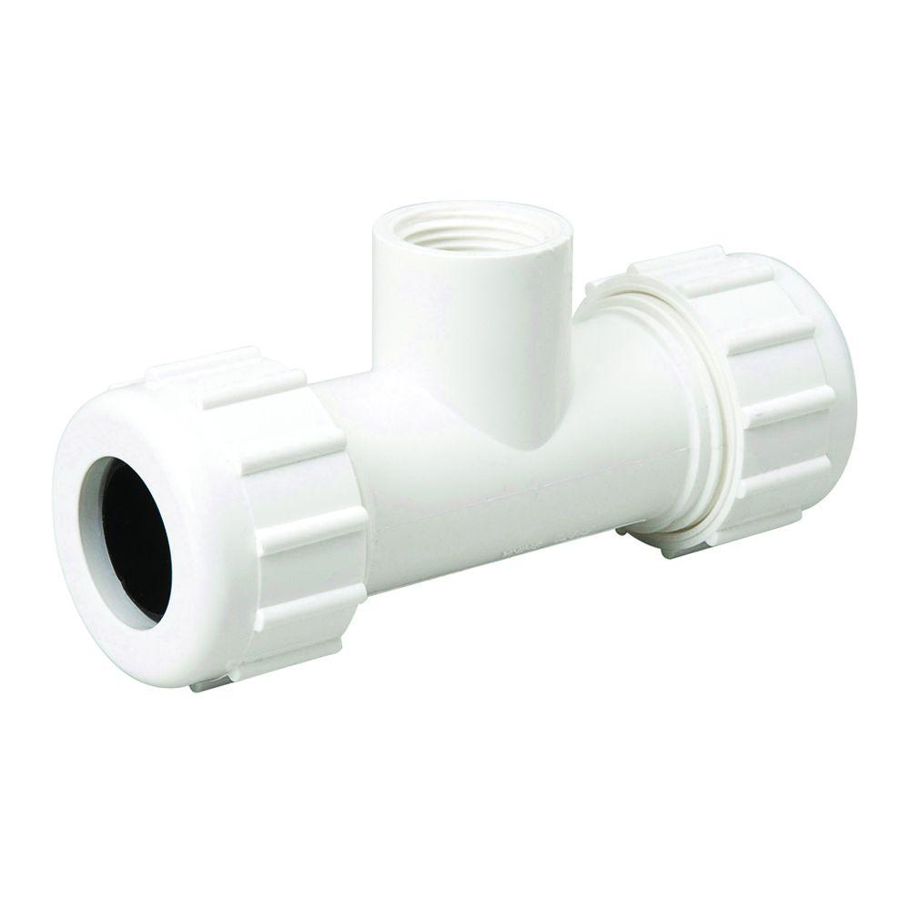 Homewerks® 511-48-34-34-12B PVC Compression Tee with FIP Branch, 3/4" x 1/2"
