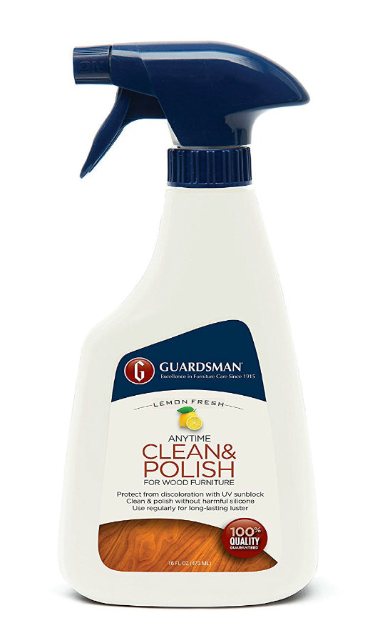 Guardsman 461300 Anytime Clean & Polish for Wood Furniture, 16 Oz, Lemon Fresh