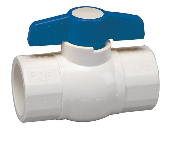 Homewerks VBVP40E6B PVC Schedule 40 Solvent Ball Valve 1-1/4", White