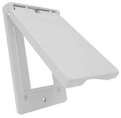 Master Electrician Vertical Ground Fault Interrupter Flip Cover, Single Gang, White