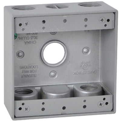 Master Electrician TGB75-5 Weatherproof Outlet Box, 2 Gang, Gray