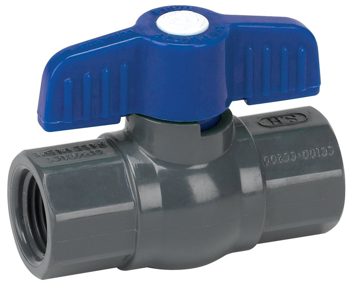 Homewerks PVC Schedule 80 Threaded Ball Valve 1-1/4", Gray