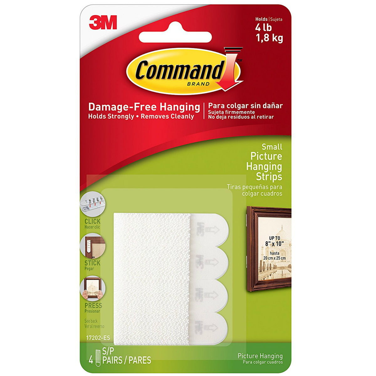 Command 17202 Picture Hanging Strips, White, Small, 4-Set