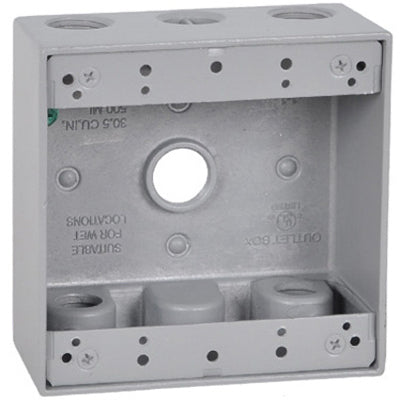 Master Electrician TGB50-5 Outlet Box With Five 1/2" Holes, Gray