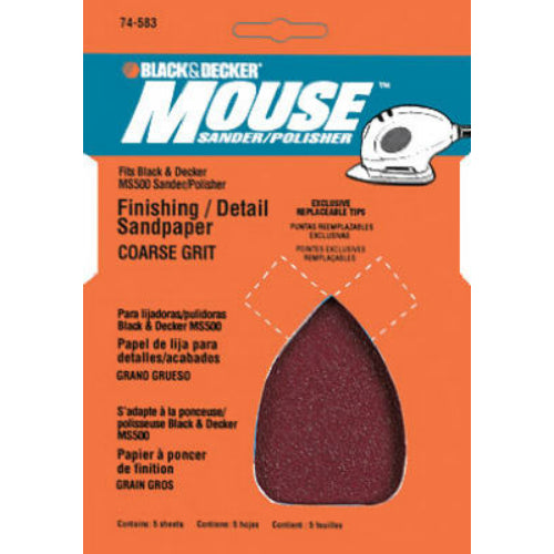 Black & Decker® BDAM120 Mouse® Coarse Sandpaper, 120 Grit, 5-Pack