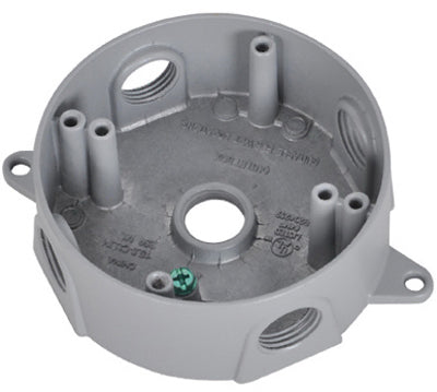 Master Electrician BRD-4X Weatherproof Round Outlet Box, Silver Gray