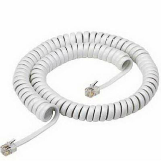 RCA TP280WN Coiled Modular Handset Cord with Attached Plug Ends, 12', White
