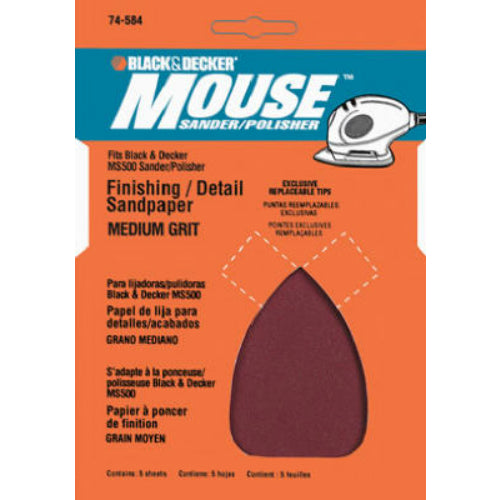 Black & Decker® BDAM180 Mouse® Medium Sandpaper, 180 Grit, 5-Pack