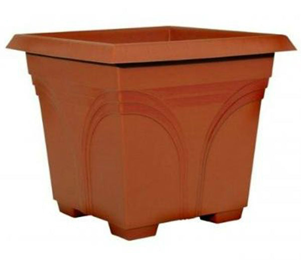 Southern Patio DP1510TC Medallion Plastic Deck Planter, 15", Terra Cotta