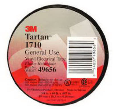 3M 1615 Tartan Vinyl Electrical Tape, 0.709" x 60' x 6 mil