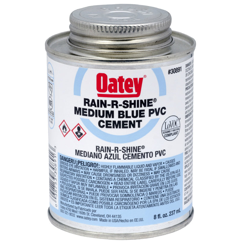 Oatey® 30891 Rain-R-Shine® PVC Pipe Cement, 8 Oz, Blue