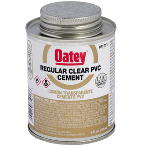 Oatey® 31013 Regular Bodied PVC Pipe Cement, 8 Oz, Clear