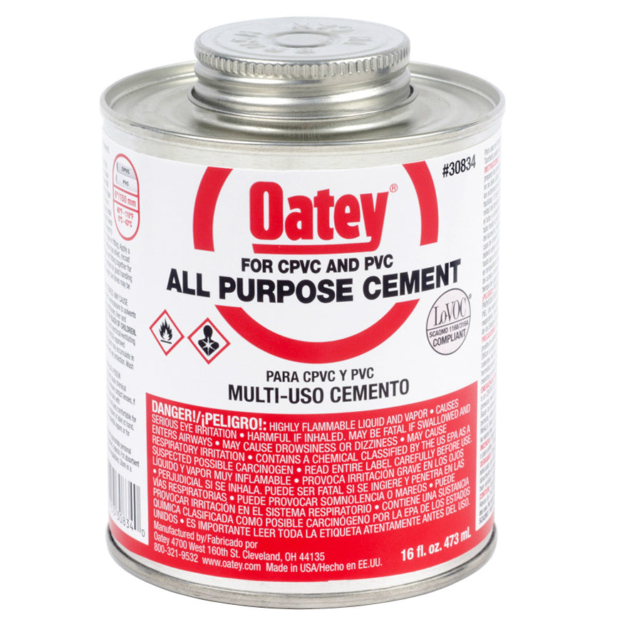 Oatey® 30834 All Purpose Solvent Cement, 16 Oz, Clear