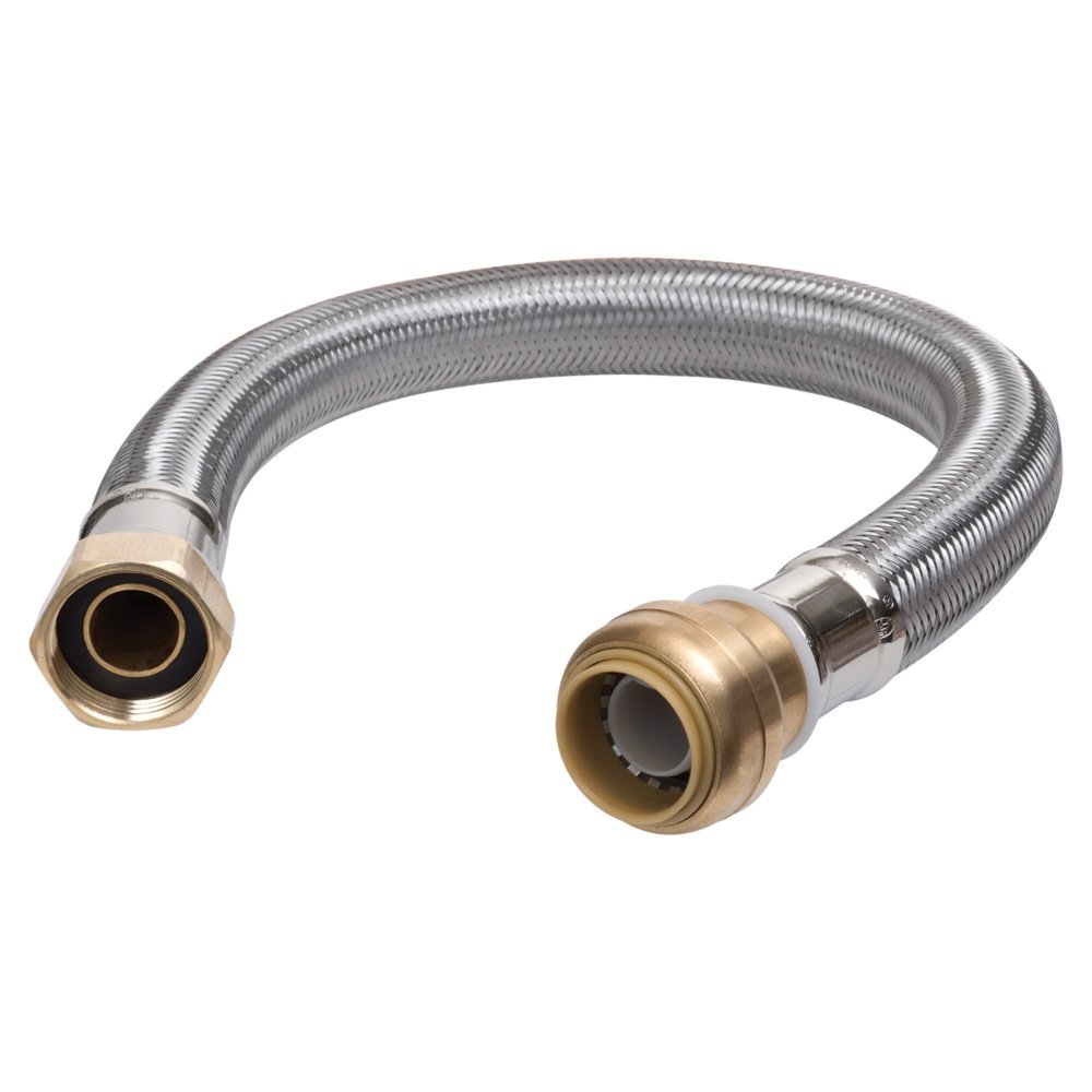 SharkBite® U3068FLEX18LF Braided Water Heater Connector, 1/2" x 3/4" FIP, 18"