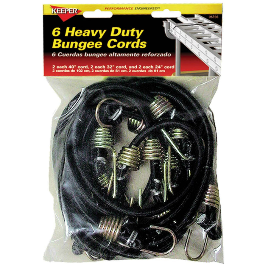 Keeper® 06356 Heavy Duty Bungee Cord, Assorted Sizes, 6-Pack