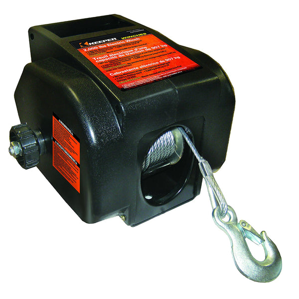 Keeper KWSL2000RM Electric Winch Single Line Pull, 2000 Lbs Capacity