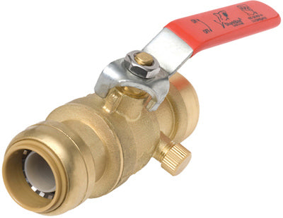 SharkBite® 24616-0000LFA Ball Valve with Drain/Vent & Mounting Bracket, 3/4"