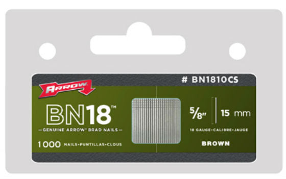 Arrow Fastener BN1810CS Brown Brad Nails, 5/8", 1000-Pack