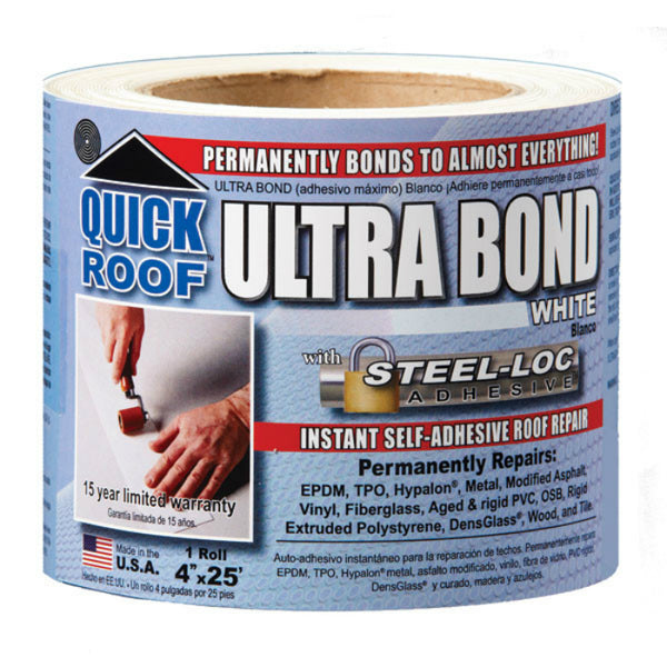 Quick Roof™ UBW425 Ultra Bond with Steel-Loc Adhesive, 4" x 25', White