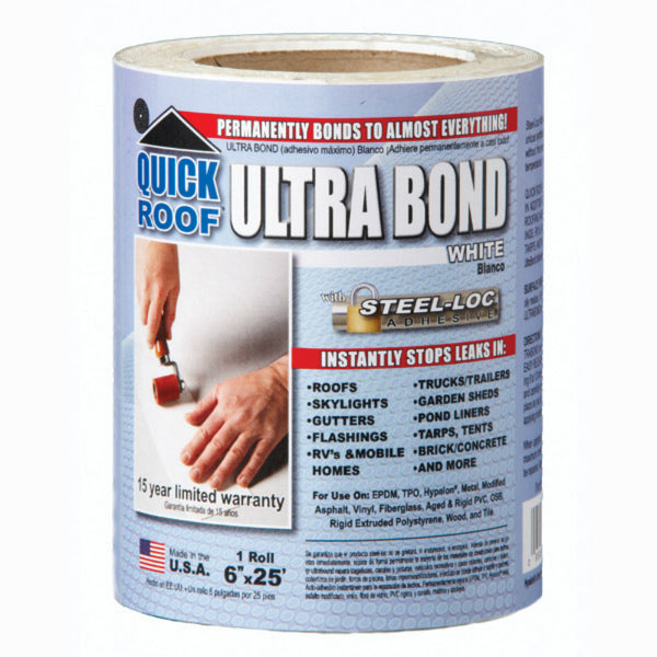 Quick Roof™ UBW625 Ultra Bond with Steel-Loc Adhesive, 6" x 25', White