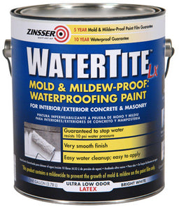 Zinsser 270267 WaterTite-LX Latex Mold & Mildew Waterproofing Paint, 1-Gallon
