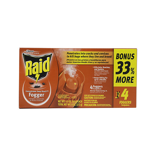 Raid® 74251 Concentrated Deep Reach™ Fogger, 1.5 Oz, 4-Pack