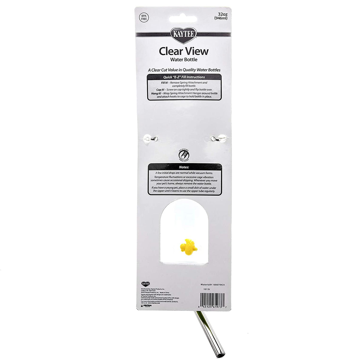 Kaytee 100079431 Rabbit Clear View Water Bottle, 32 Oz