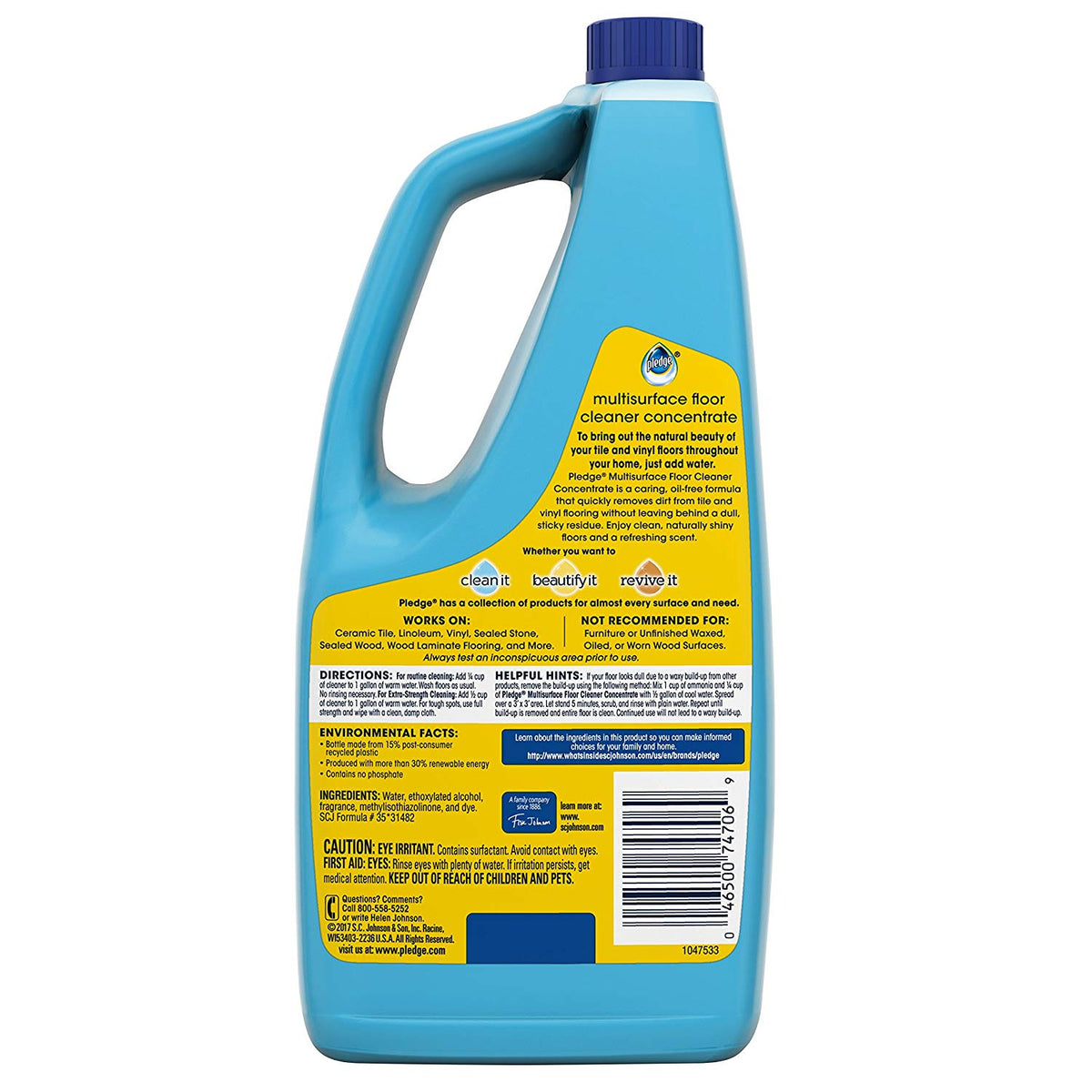 Pledge 74706 MultiSurface Floor Cleaner Concentrate, Rainshower Scent, 32 Oz