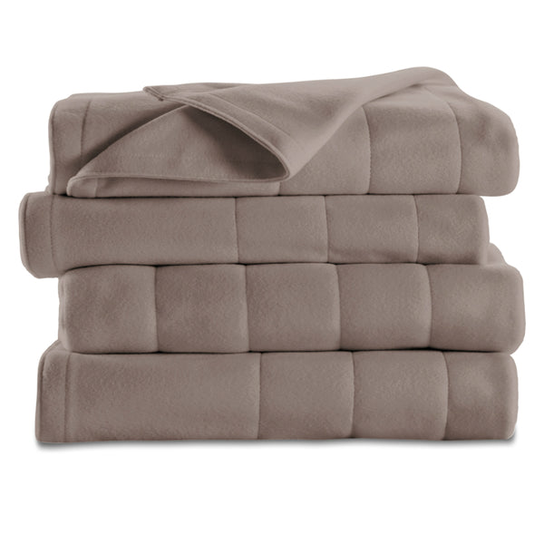 Sunbeam® BSF9GTS-R772-13A00 Twin Quilted Fleece Heated Blanket, Mushroom