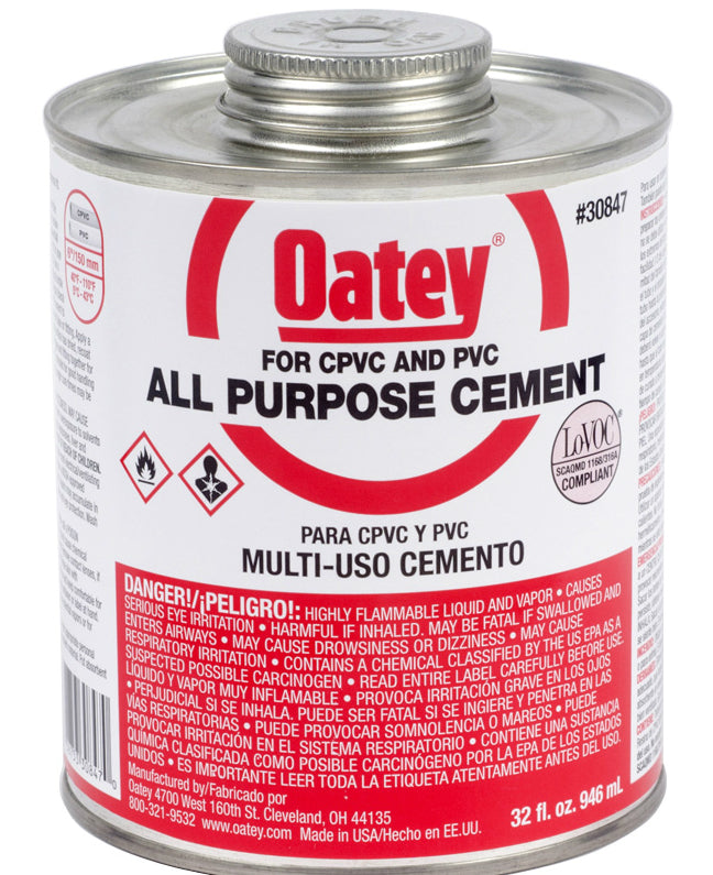 Oatey® 30847 All Purpose Solvent Cement, 32 Oz, Clear
