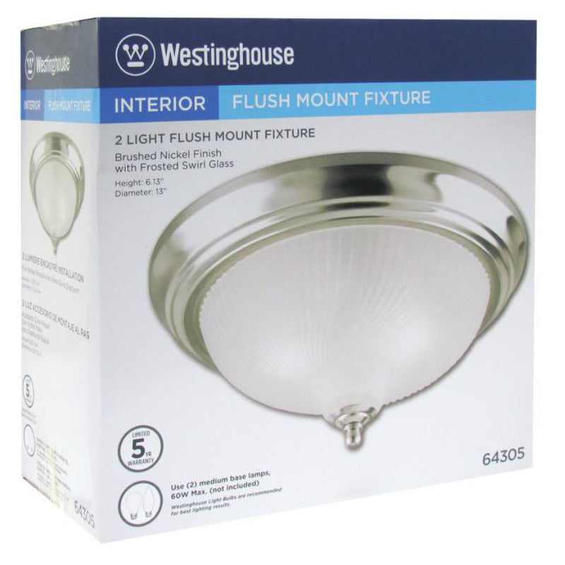 Westinghouse 64305 Interior Flush-Mount Ceiling Fixture, Brushed Nickel